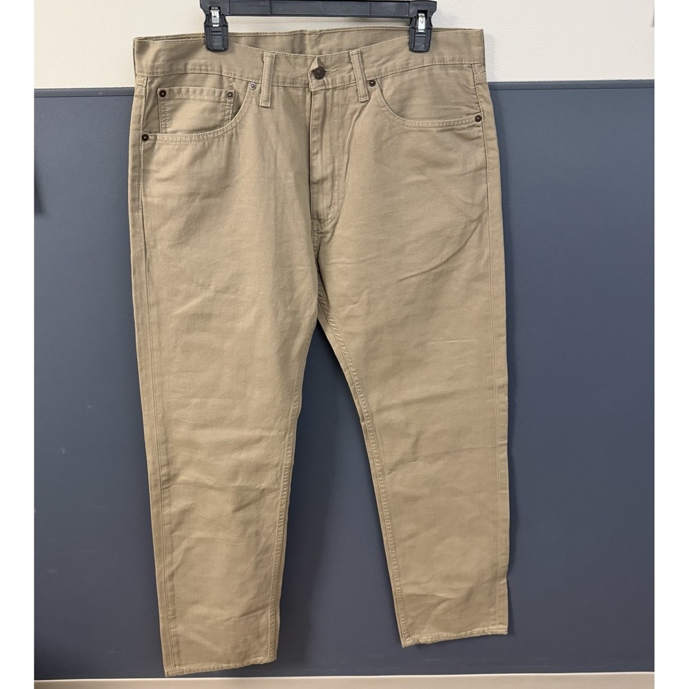 Men's LEVI's 505 Khaki Denim Jeans 36x34 Straight Leg Beige Regular Fit
